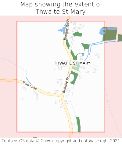 Map showing extent of Thwaite St Mary as bounding box