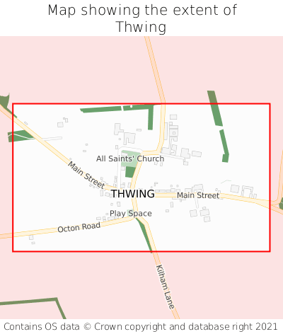 Map showing extent of Thwing as bounding box