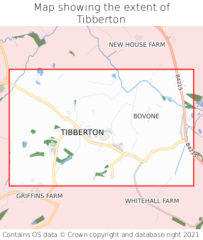 Map showing extent of Tibberton as bounding box