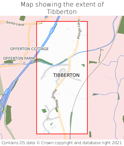 Map showing extent of Tibberton as bounding box