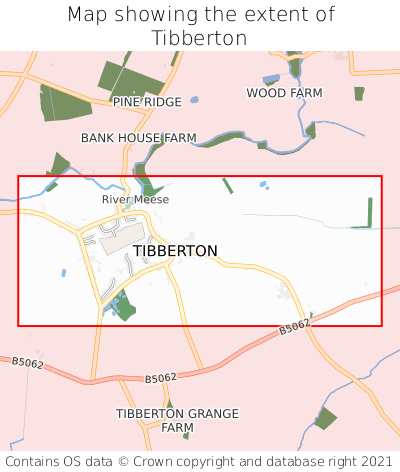 Map showing extent of Tibberton as bounding box