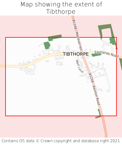 Map showing extent of Tibthorpe as bounding box