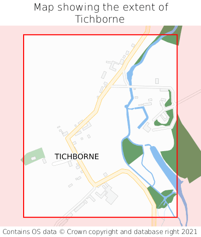 Map showing extent of Tichborne as bounding box