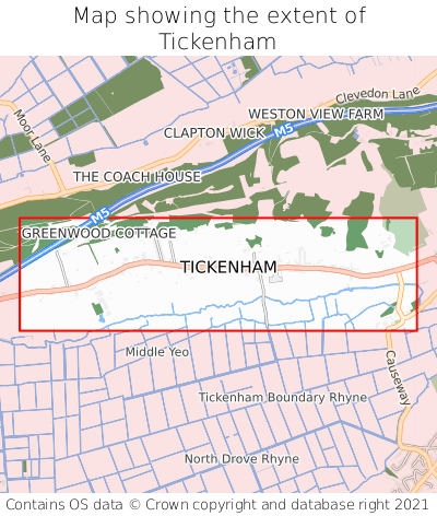 Map showing extent of Tickenham as bounding box