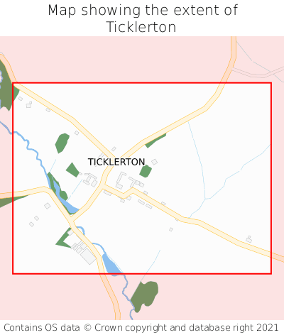 Map showing extent of Ticklerton as bounding box