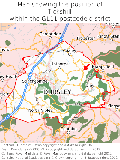 Map showing location of Tickshill within GL11