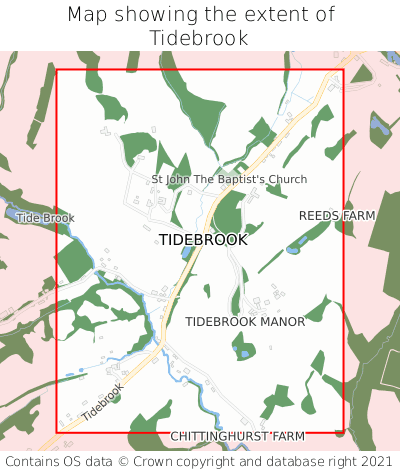 Map showing extent of Tidebrook as bounding box