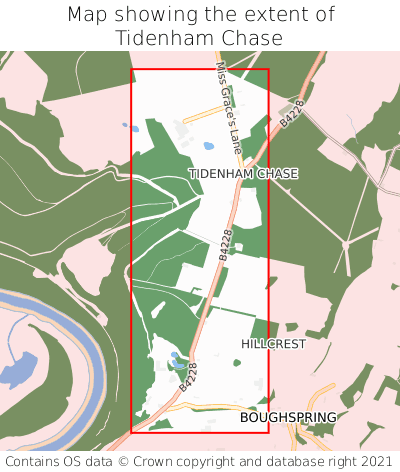 Map showing extent of Tidenham Chase as bounding box