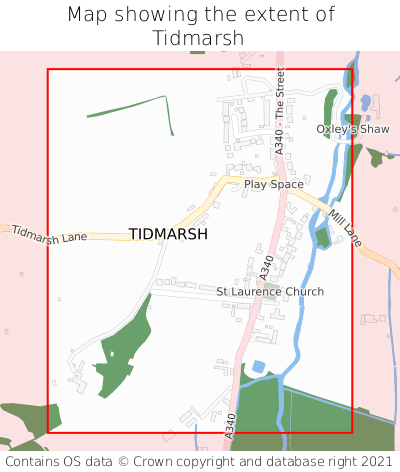 Map showing extent of Tidmarsh as bounding box