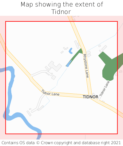 Map showing extent of Tidnor as bounding box