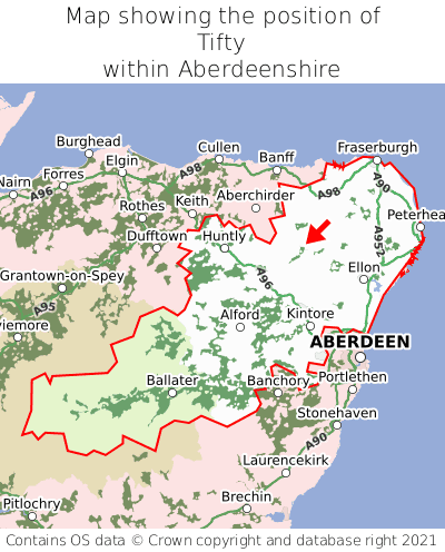 Map showing location of Tifty within Aberdeenshire