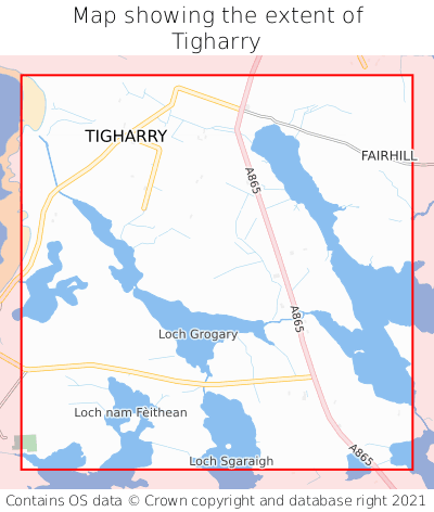 Map showing extent of Tigharry as bounding box