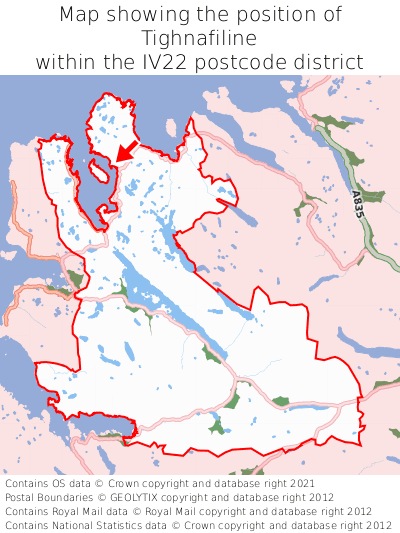 Map showing location of Tighnafiline within IV22