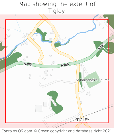 Map showing extent of Tigley as bounding box