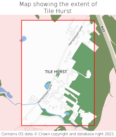 Map showing extent of Tile Hurst as bounding box