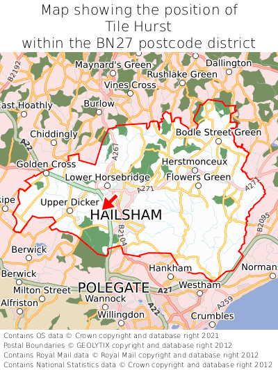Map showing location of Tile Hurst within BN27
