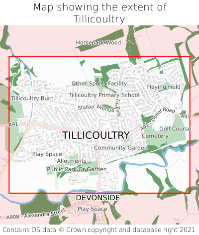 Map showing extent of Tillicoultry as bounding box