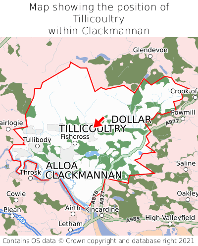 Map showing location of Tillicoultry within Clackmannan