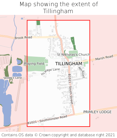 Map showing extent of Tillingham as bounding box