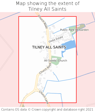 Map showing extent of Tilney All Saints as bounding box