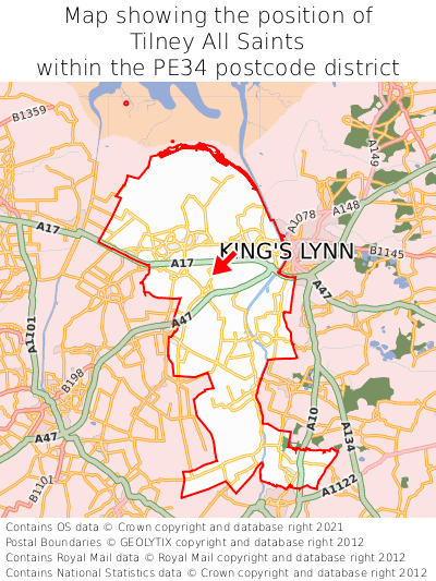 Map showing location of Tilney All Saints within PE34
