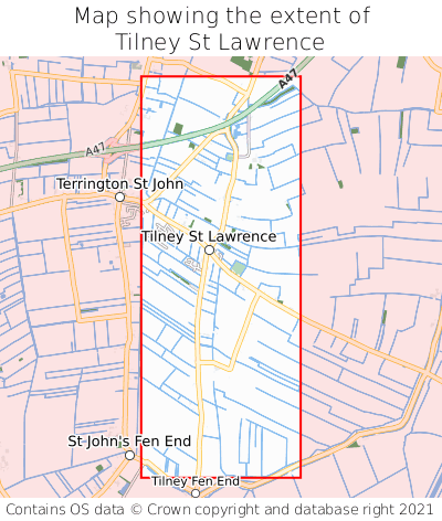 Map showing extent of Tilney St Lawrence as bounding box