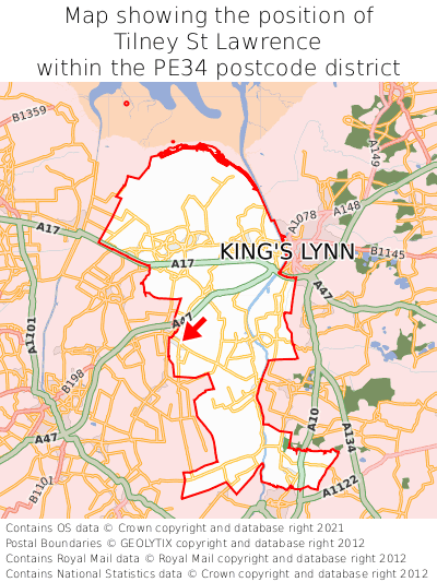 Map showing location of Tilney St Lawrence within PE34