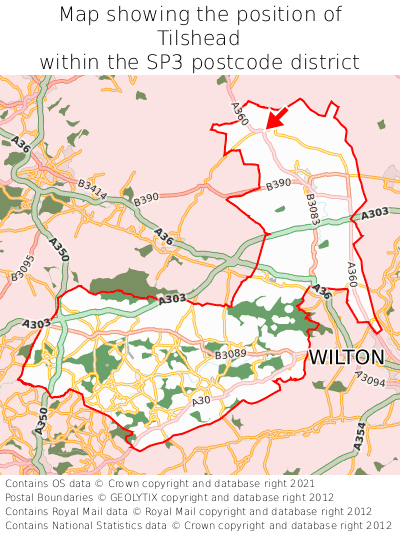 Map showing location of Tilshead within SP3