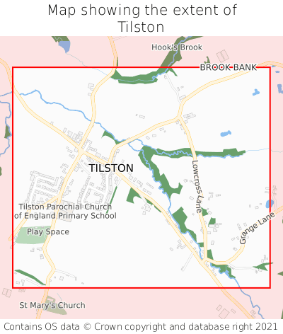 Map showing extent of Tilston as bounding box
