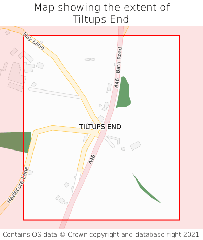 Map showing extent of Tiltups End as bounding box