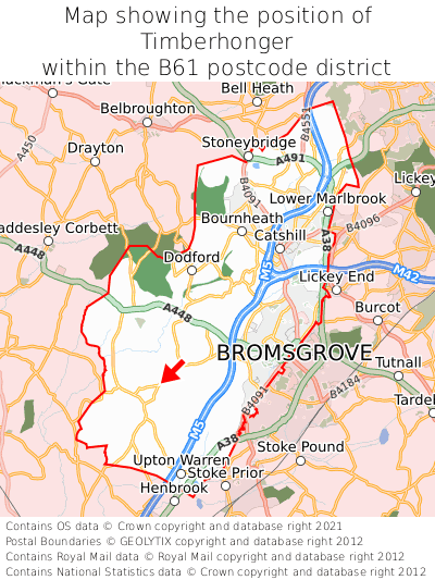 Map showing location of Timberhonger within B61