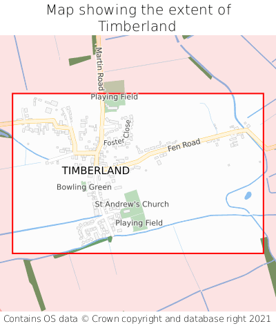 Map showing extent of Timberland as bounding box