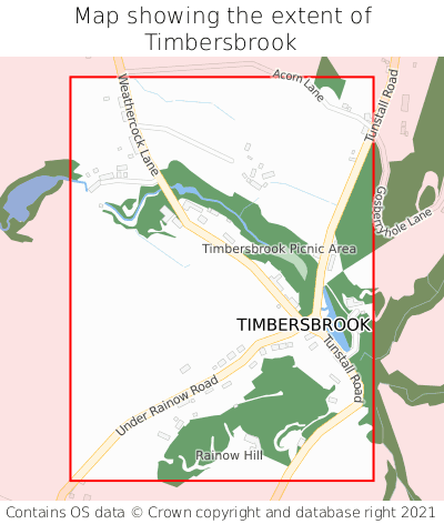 Map showing extent of Timbersbrook as bounding box
