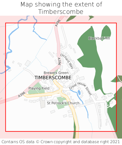 Map showing extent of Timberscombe as bounding box