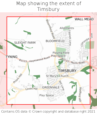 Map showing extent of Timsbury as bounding box