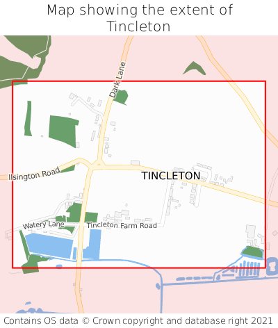 Map showing extent of Tincleton as bounding box