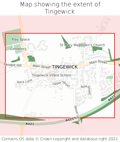 Map showing extent of Tingewick as bounding box