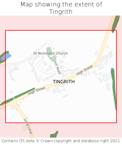Map showing extent of Tingrith as bounding box