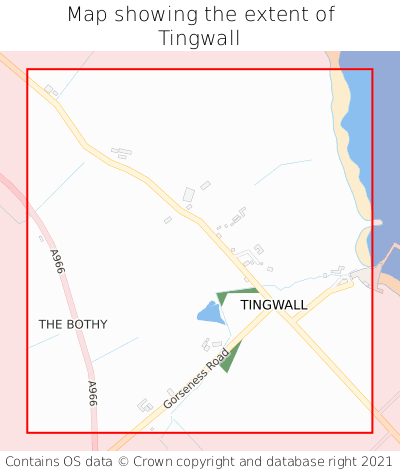 Map showing extent of Tingwall as bounding box