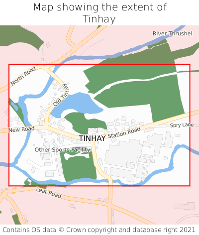 Map showing extent of Tinhay as bounding box