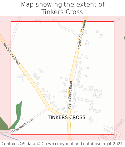 Map showing extent of Tinkers Cross as bounding box