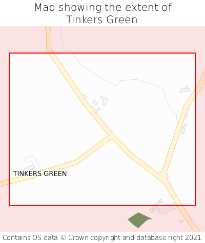 Map showing extent of Tinkers Green as bounding box
