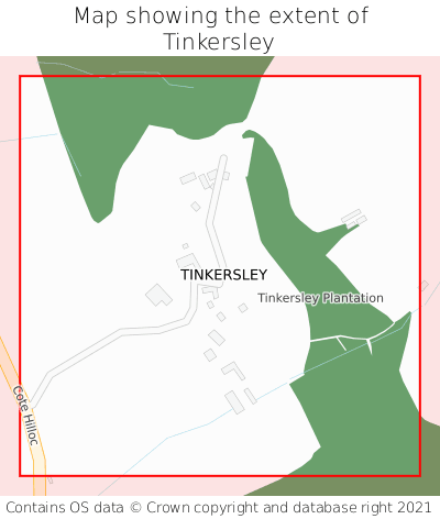 Map showing extent of Tinkersley as bounding box