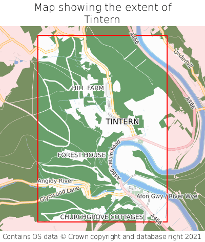 Map showing extent of Tintern as bounding box