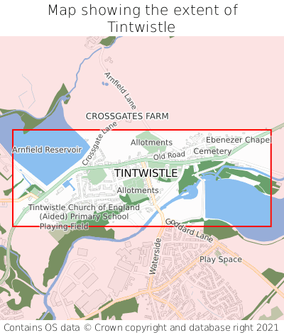 Map showing extent of Tintwistle as bounding box