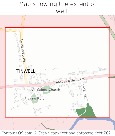 Map showing extent of Tinwell as bounding box