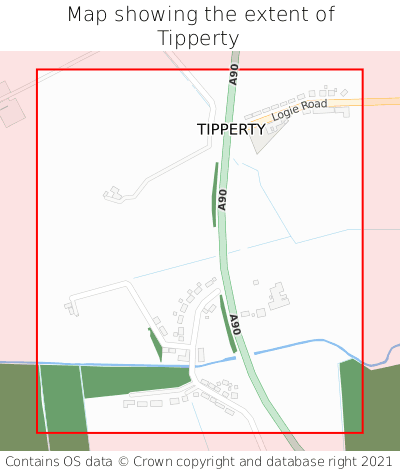 Map showing extent of Tipperty as bounding box