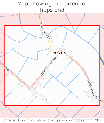 Map showing extent of Tipps End as bounding box