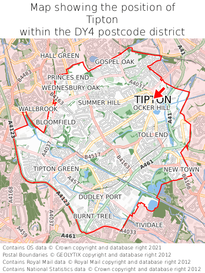 Map showing location of Tipton within DY4
