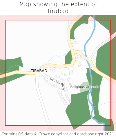 Map showing extent of Tirabad as bounding box